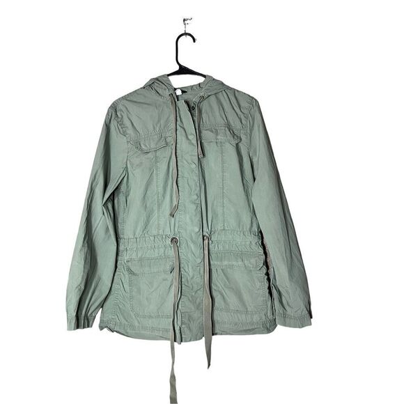 J. Crew Womens Field Jacket Hooded Army Green Zip Button Long Size Small - Picture 1 of 8